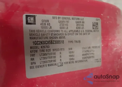 2011 Chevrolet Silverado 2500Hd Lt z USA, uszkodzony, nr VIN 1GC2KXC85BZ308518